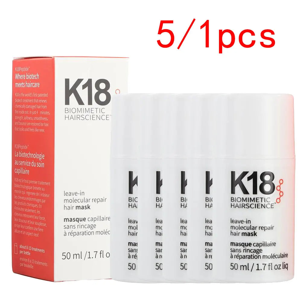 5/1Pcs K18 Leave-In Molecular/1*Kertain Repair Hair Mask Softens Restores Damaged Hair Deep Keratin Treatment for Hair and Scalp