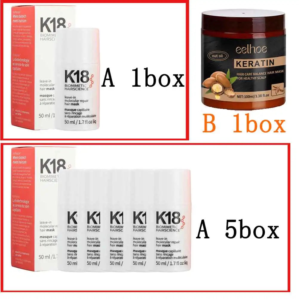 5/1Pcs K18 Leave-In Molecular/1*Kertain Repair Hair Mask Softens Restores Damaged Hair Deep Keratin Treatment for Hair and Scalp