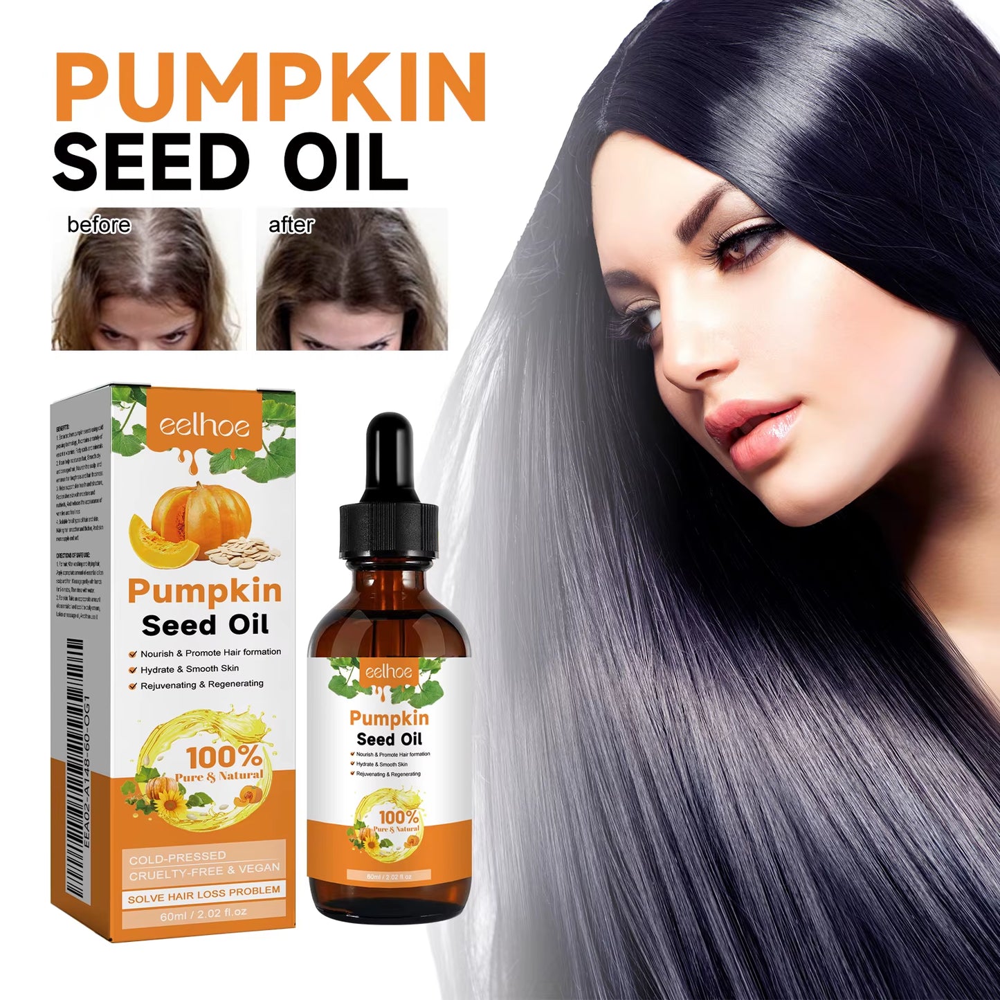 60Ml Pumpkin Seed Oil Hair Care Essential Oil Moisturizing Smoothing Repairing Hair Roots Hair Oil for Women